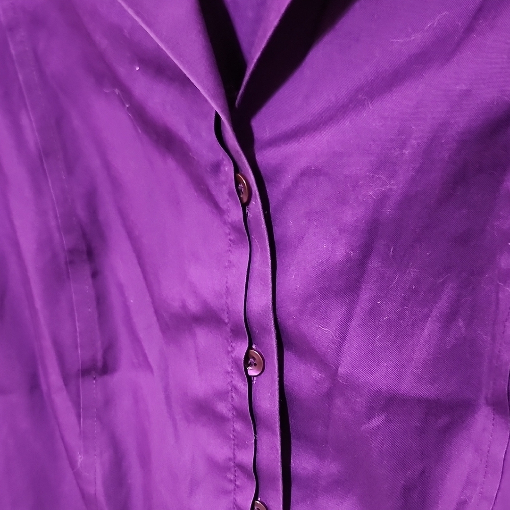 Chico's Purple Fitted Long Sleeve Button Down Shirt - Picture 4 of 9